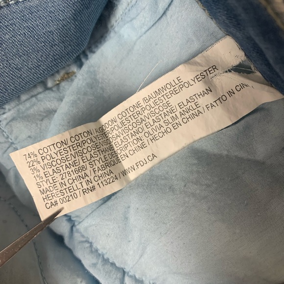 FDJ French Dressing Jeans Olivia Slim Ankle Sky Blue Floral Embroidered Jeans 10 - Picture 14 of 14